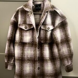 Bagatelle Flannel Shacket - Brown and White
